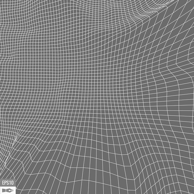 Drátový model krajiny na bílém pozadí Abstraktní geometrické vektorové technologické pozadí 3D vektorové digitální pozadí