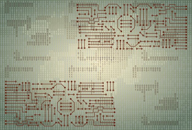 Drawing modern electronic circuit and binary code