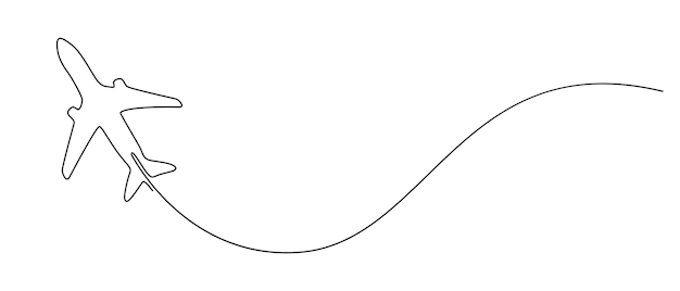 drawing of a passenger plane in the form of one continuous line