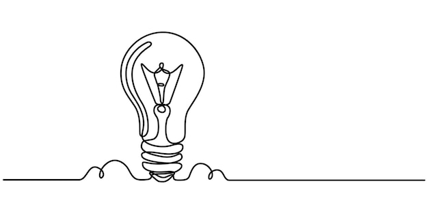 drawing of an electric light bulb with continuous line continuous one line drawing light bulb