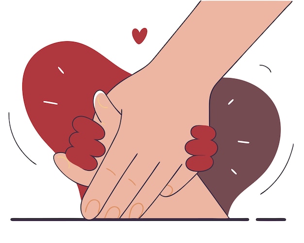 Drawing of childs hand holding his mothers hand for Mothers Day illustration