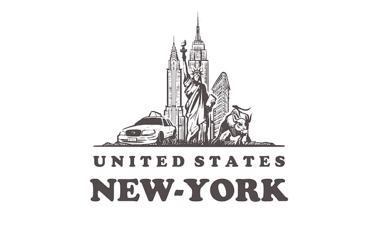 Vektor drawn buildings in new-york, usa