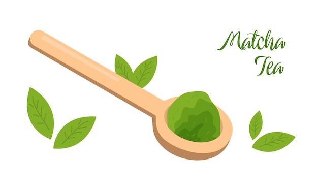 Dřevěná lžíce s matcha zeleným čajem v prášku, banner