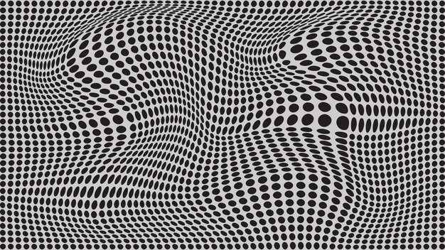 Dynamic black and white wave with optical effect A point illusion Distorted minds Vector illustration