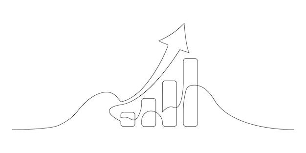 dynamic continuous line drawing of growing business graph showing business success and growth