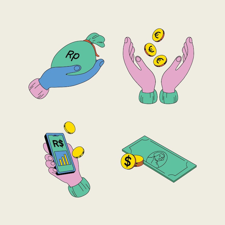 Vektor dynamic lined financial literacy objects 4