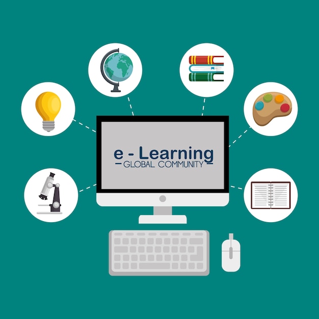 e-learning global community concept 