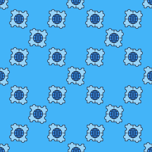 Earth in Puzzle vector Multipolarity blue seamless pattern