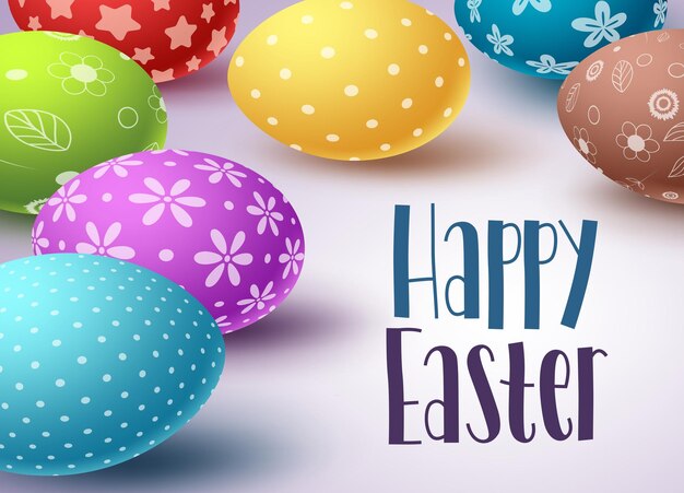 Easter eggs background design with Happy easter text and colorful eggs elements