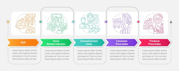 Economic indicators rectangle infographic template