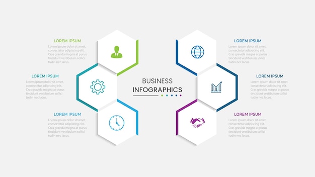 ector infographic label design concept with square layout and marketing icons with 6 steps or option
