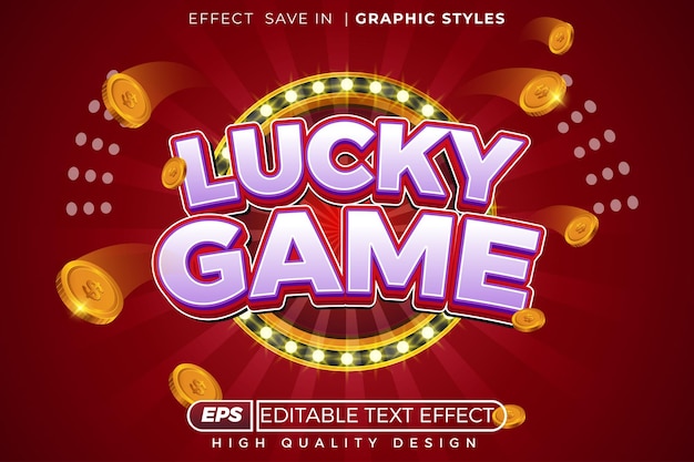 Editable 3d text effect lucky game