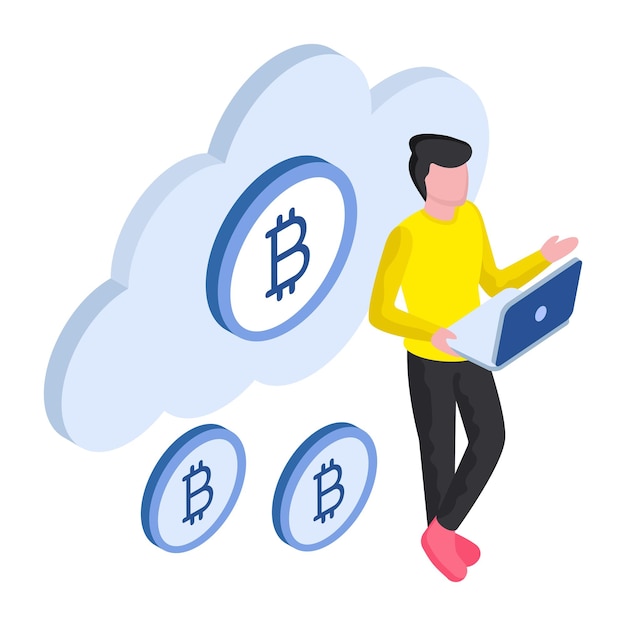Editable design illustration of cloud bitcoin
