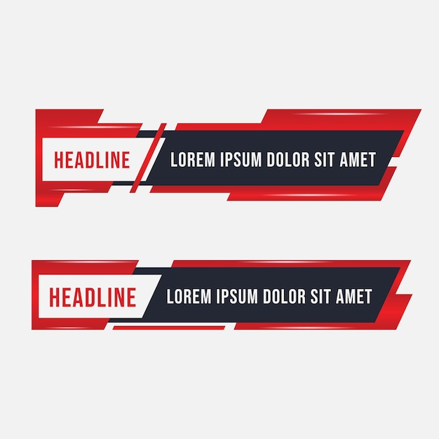 editable modern lower third banner Header title set template design for Video headline title