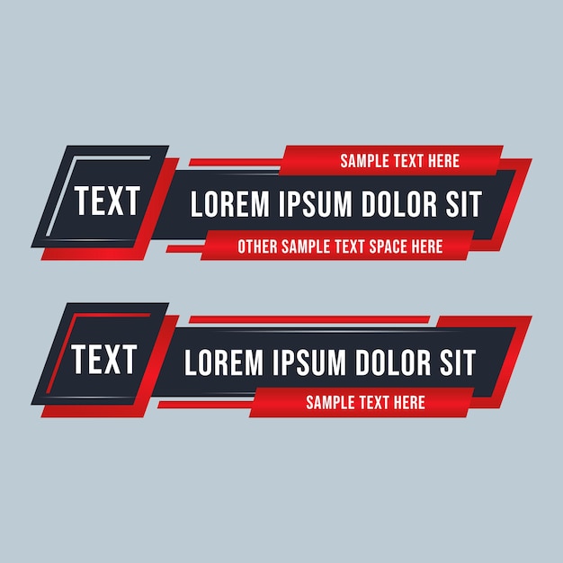 Editable modern lower third banner Header title set vector template design