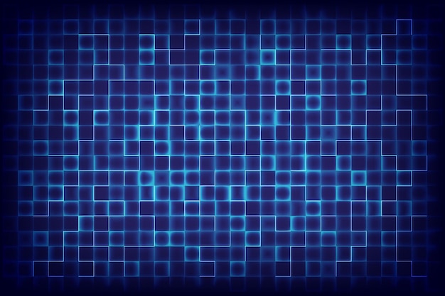 Editable stroke Abstract digital background Blockchain technology and data analysis Pattern neon block