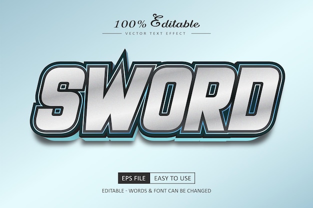 Editable Sword metallic text effect warrior text style