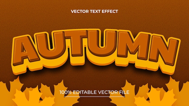 Editable text effect autumn text with leaves illustration