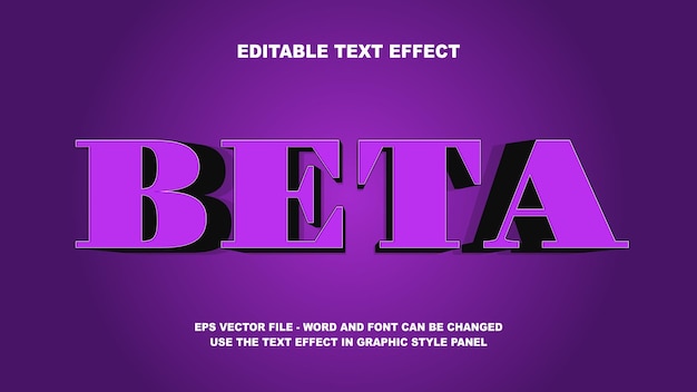 Editable Text Effect Beta 3D Vector Template