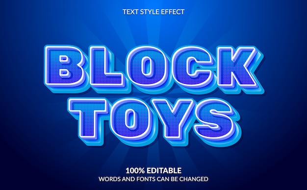 editable text effect, block toys text style
