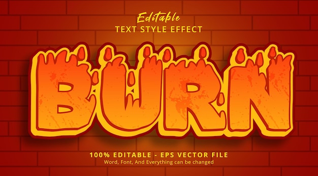 editable text effect, burn text on red color combination style