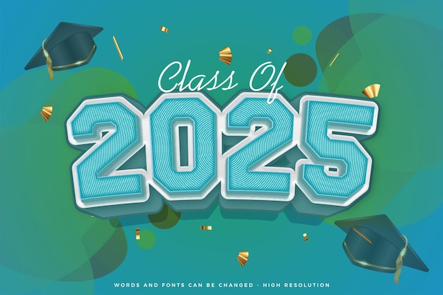 editable text effect for class of 2025 graduation with gradient background