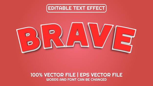 editable text effect modern 3d brave and minimal font style