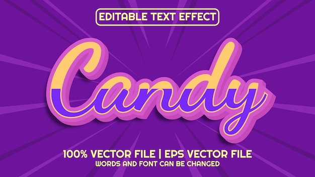 editable text effect modern 3d candy and minimal font style