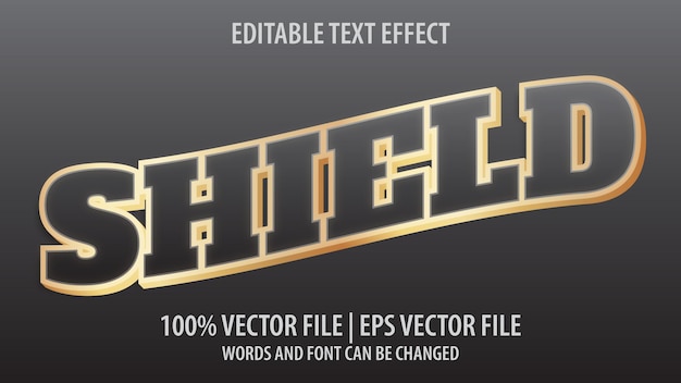 editable text effect modern 3d shield and minimal font style premium vector