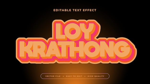 editable text effect orange loy krathong text on gradient dark background