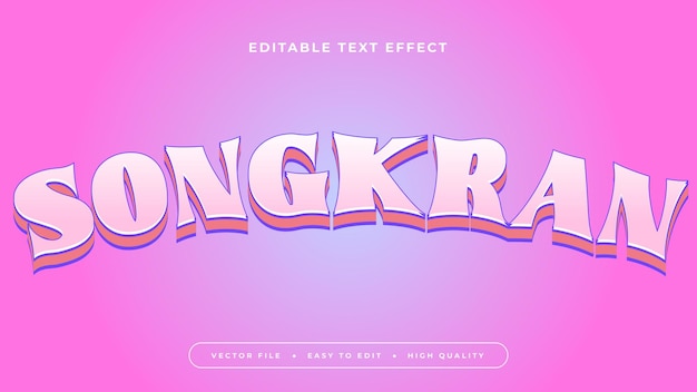 editable text effect pink songkran text on soft gradient background