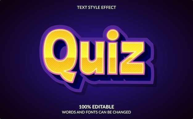 editable text effect, quiz text style