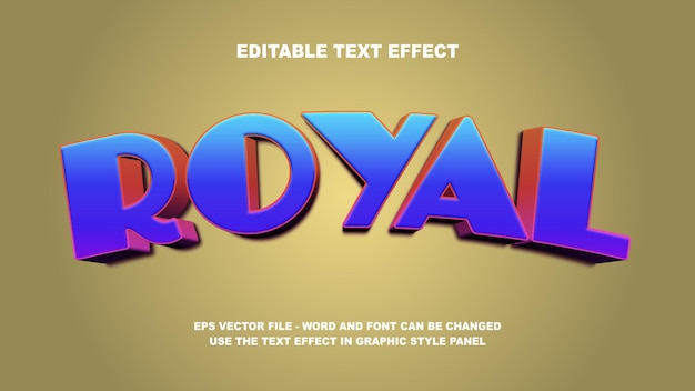 Editable Text Effect Royal 3D Vector Template