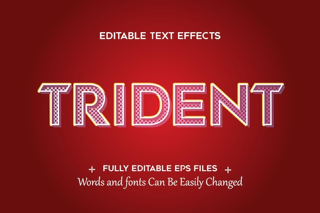 editable text effect trident, 3d text effect premium vector