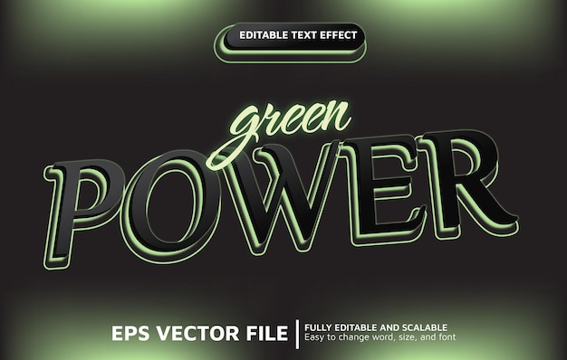 Editable Text Effect with Black and Green Neon Frame