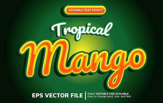 editable text effect with special tropical mango style