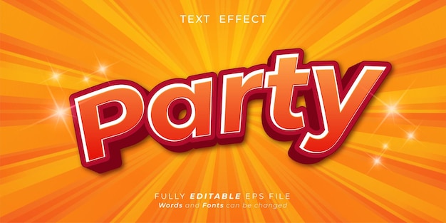 editable text party design with 3d effect style concept