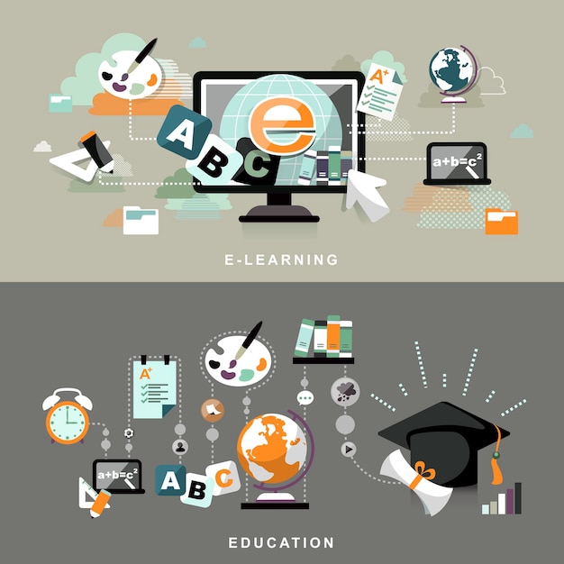 education concept banners in flat design