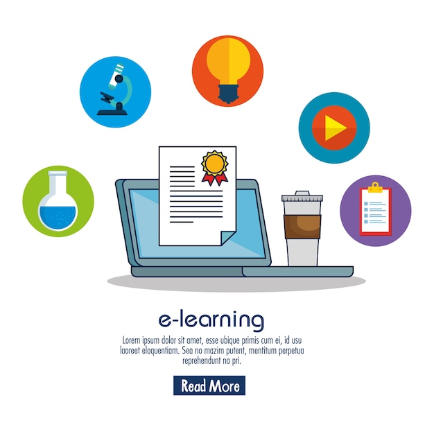 education on line with laptop