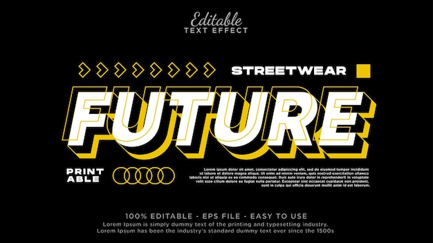 Efekt stylu textu Future Streetwear pro design trička