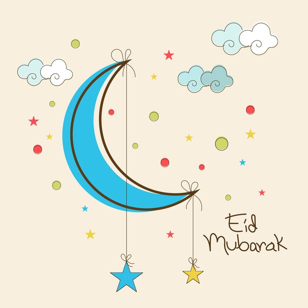 Eid mubarak greeting card poster banner vector illustration Islamic festival for background