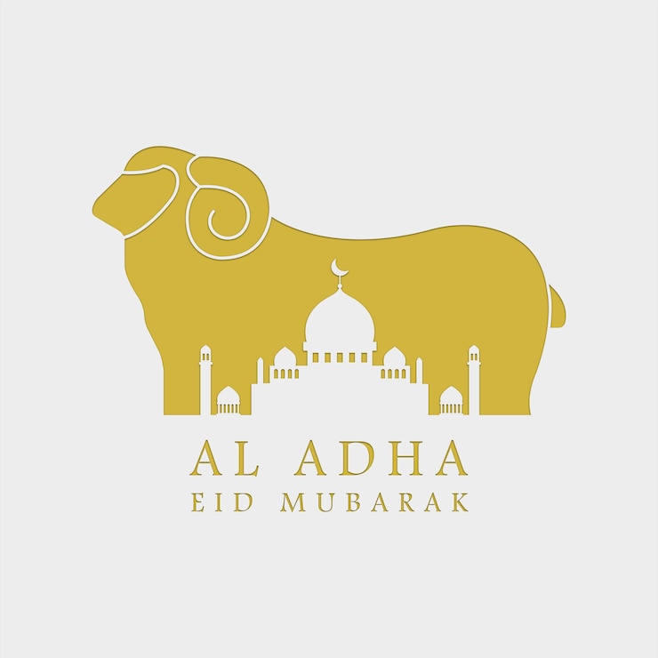 Vektor eid mubarak mešita a tvary ovcí