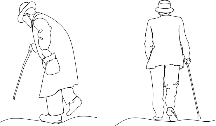 Vektor elderly man in the style of continuous art of drawing