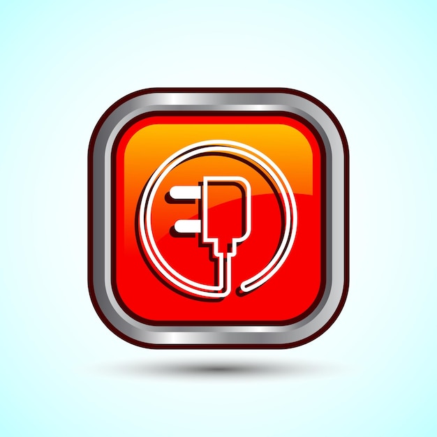 Electricity Power Plug Icon Design Illustration Icon For Web and mobile application Orange Color Square Button Design