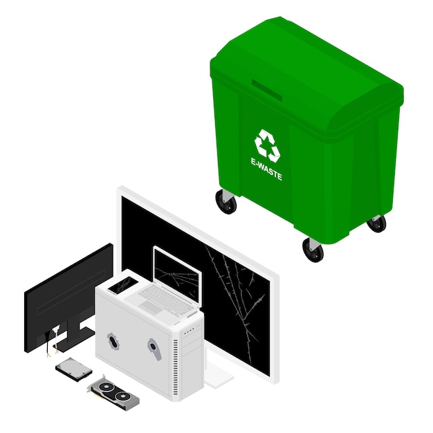 electronic waste in green recycling can
