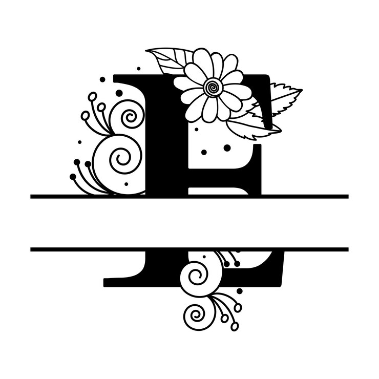 Vektor elegant black and white floral letter e floral monogram floral alphabet design
