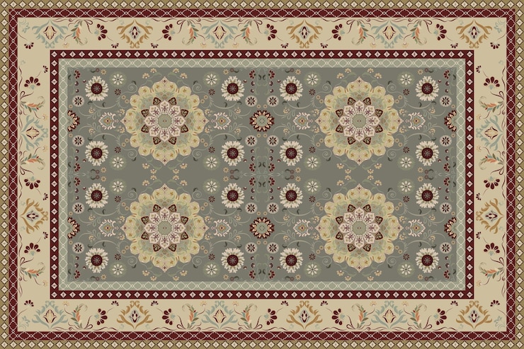 Vektor elegant floral medallion rug