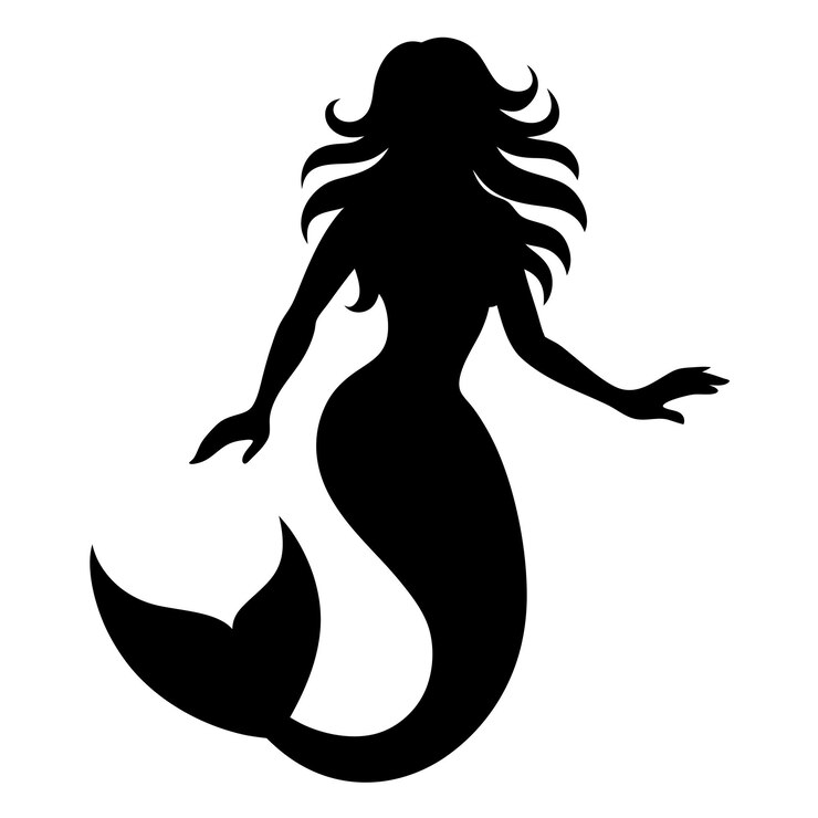 Vektor elegant mermaid silhouette vector illustration for mythical and fantasy design projects