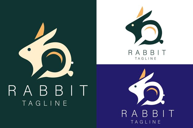 Elegant rabbit simple minimalist line art logo icon template vector illustration design