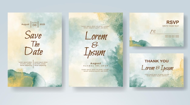Elegant Watercolor Wedding Invitation Suite